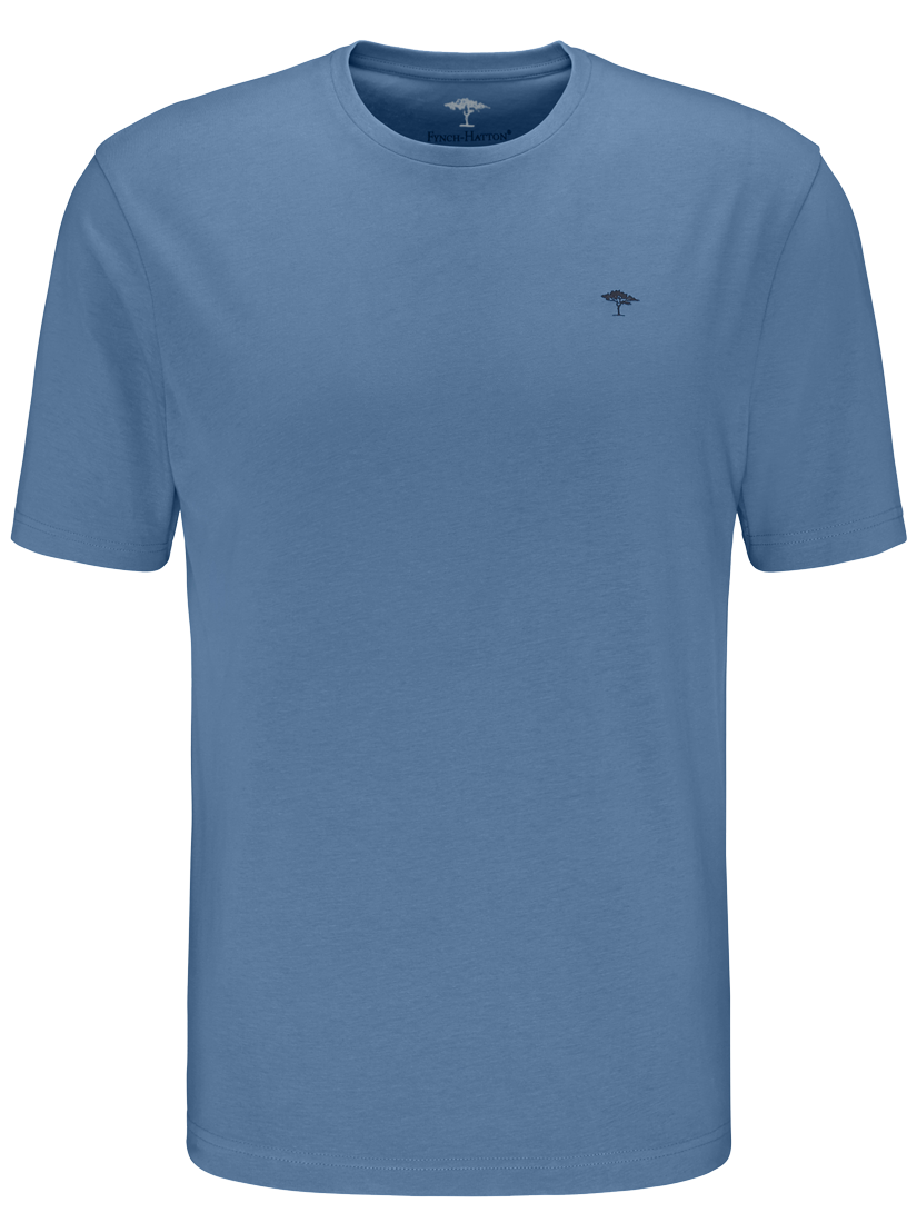 Fynch Hatton T-Shirt O-Neck, Pacific, Frontansicht