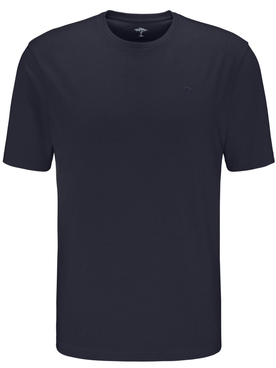 Fynch Hatton T-Shirt O-Neck, Black, Navy, Frontansicht