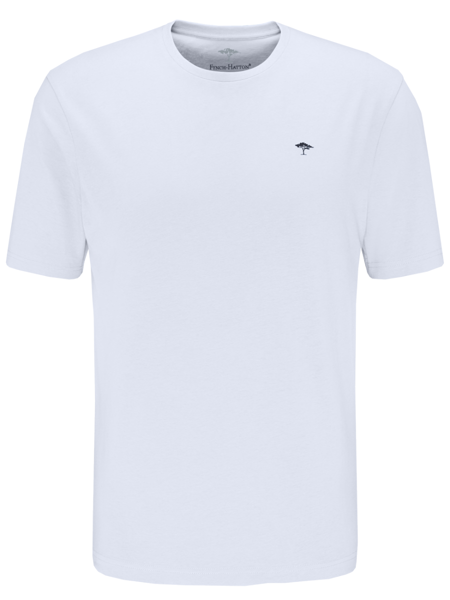 Fynch Hatton T-Shirt O-Neck, White, Frontansicht