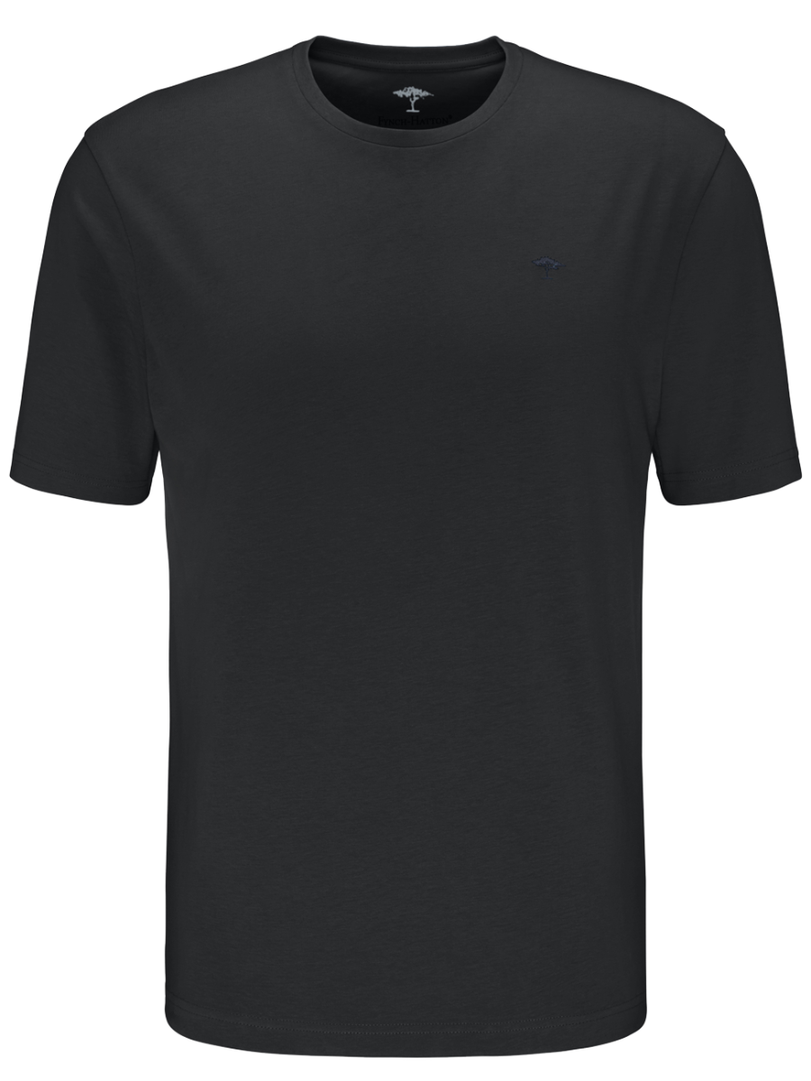 Fynch Hatton T-Shirt O-Neck, Black, Frontansicht