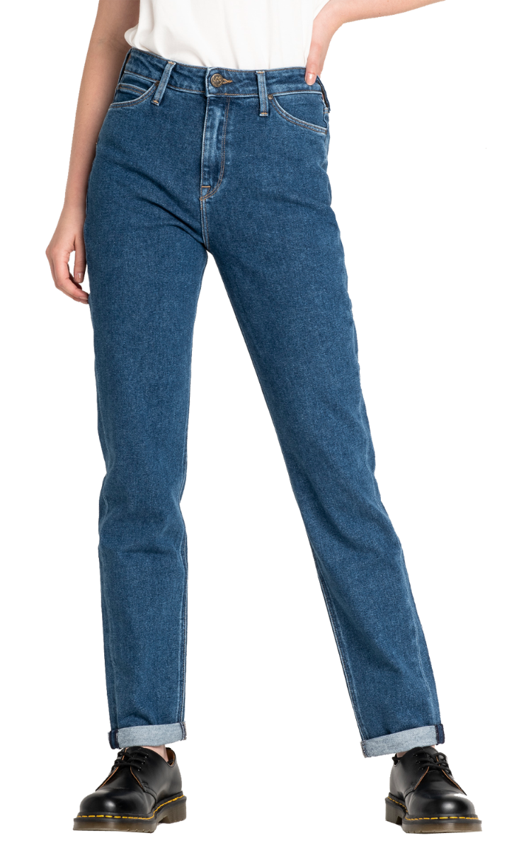 Lee Mom Jeans Straight, Mittelblau, Mystic Stone, Frontansicht