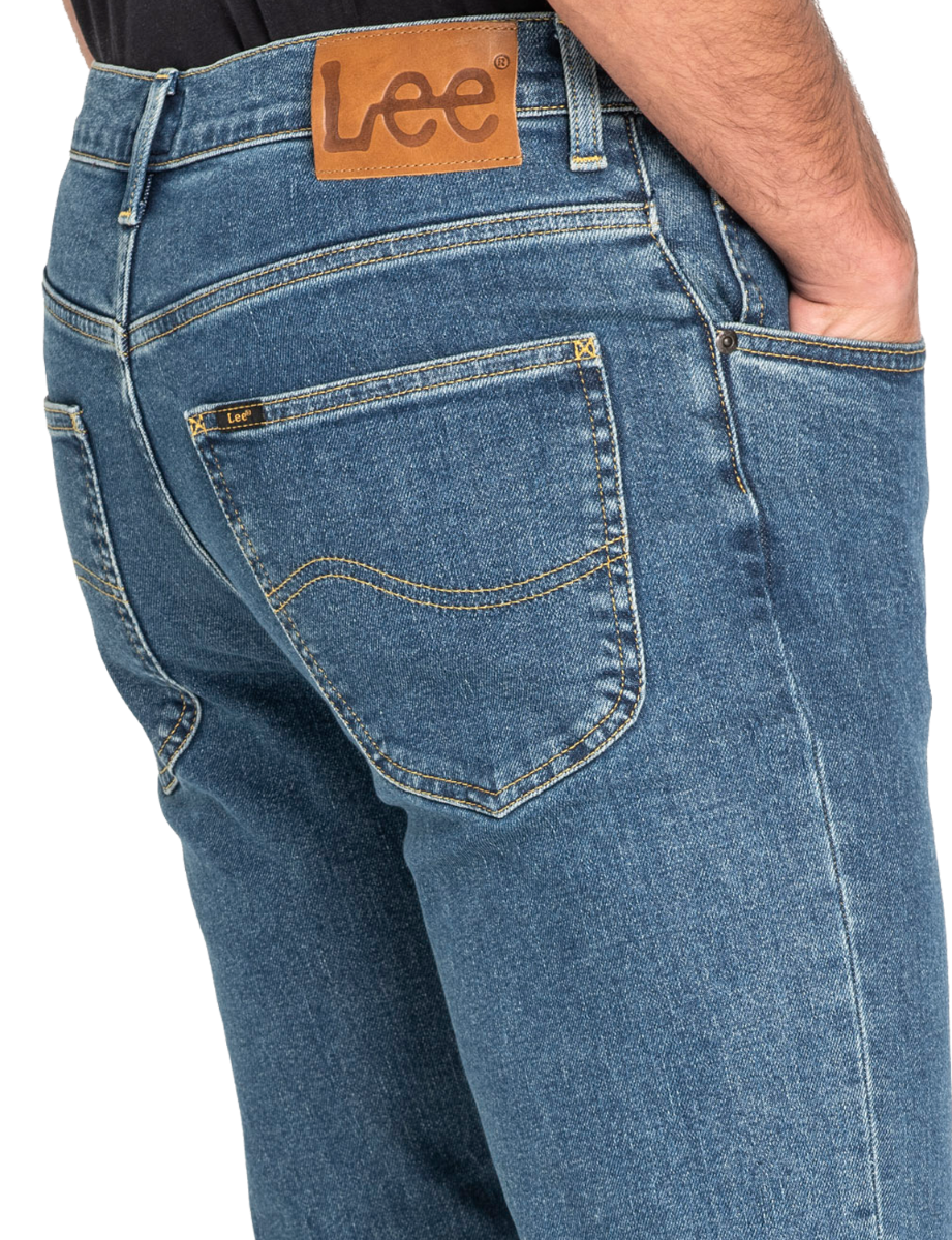 Lee Brooklyn Straight Stretch, Blau, Mid Stonewash, Detail