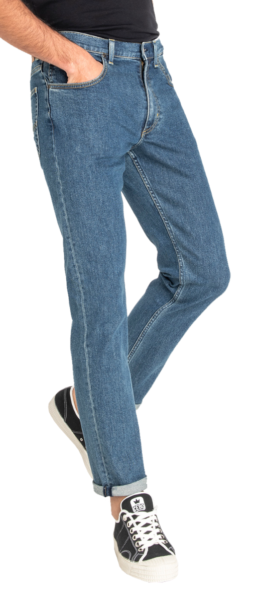 Lee Brooklyn Straight Stretch, Blau, Mid Stonewash, Seitenansicht