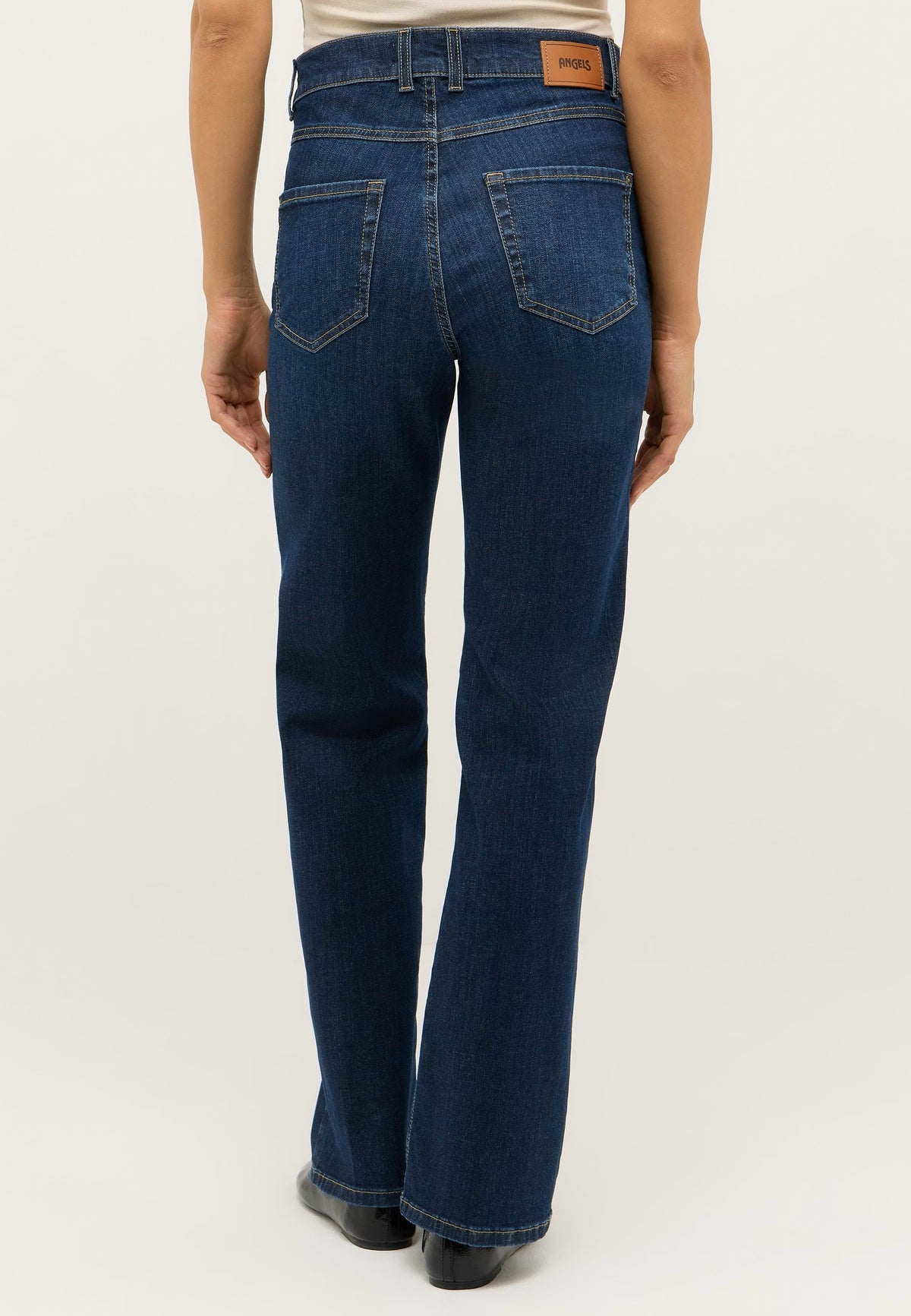 Angels LARA Straight Regular, Bleu foncé délavé"Dark Indigo Used"