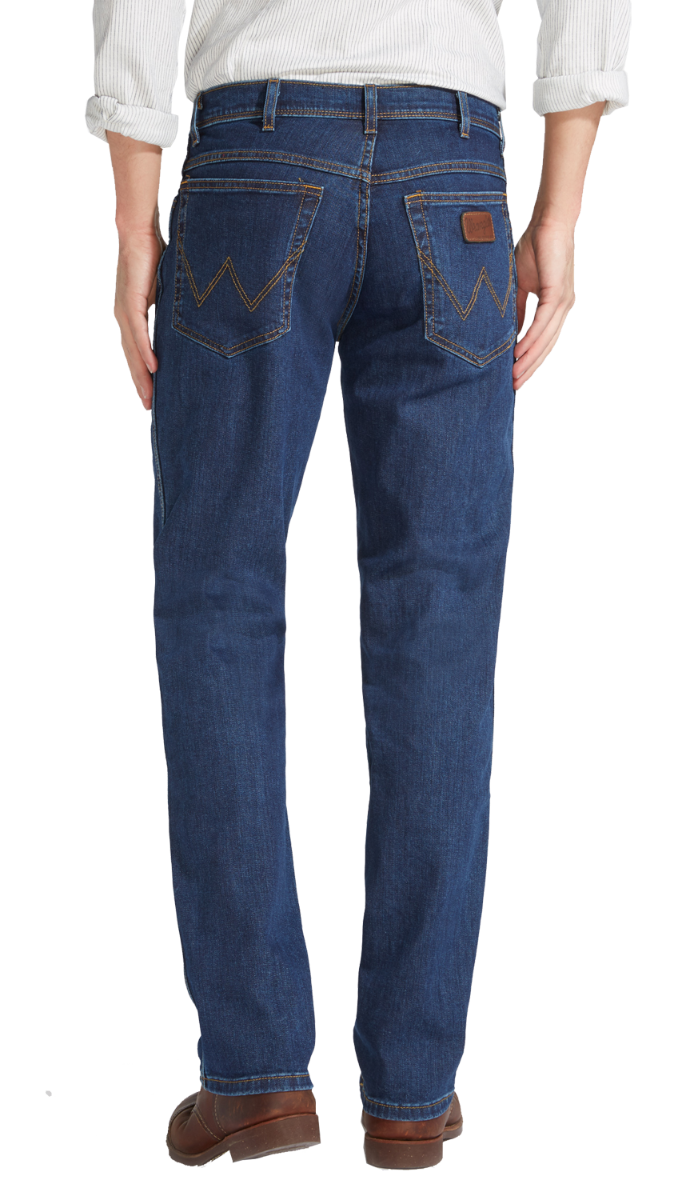 Wrangler Texas Stretch Jeans Straight, dunkles stonewashed, Darkstone, Rückansicht