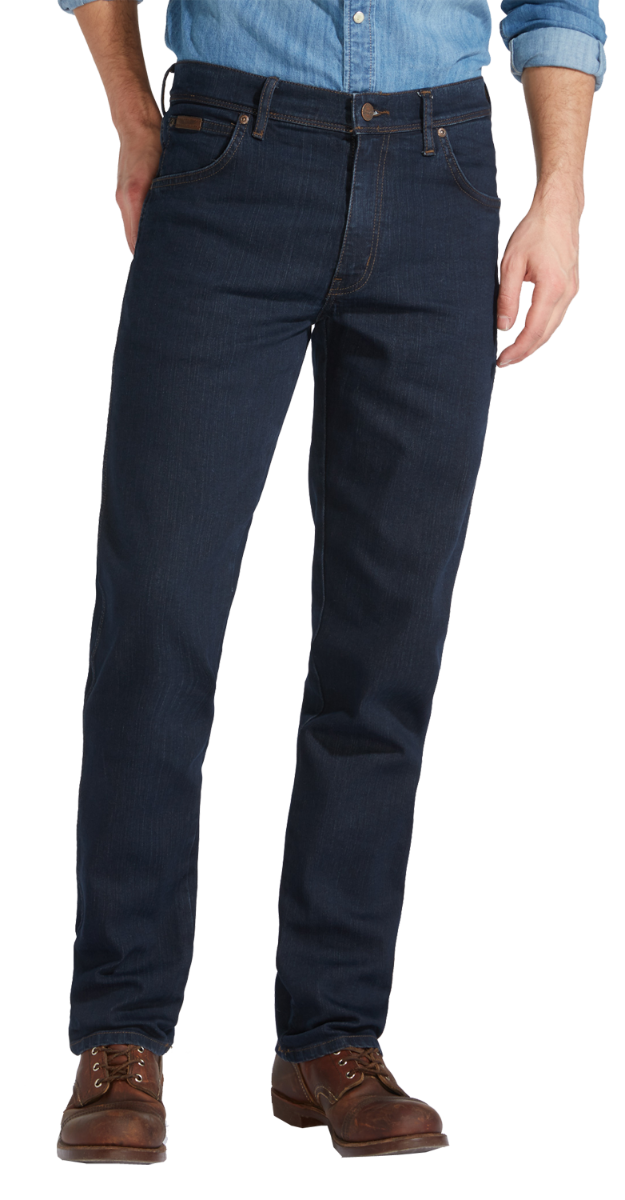 Wrangler Texas Stretch Jeans Straight, dunkelblau, Blue Black, Frontansicht